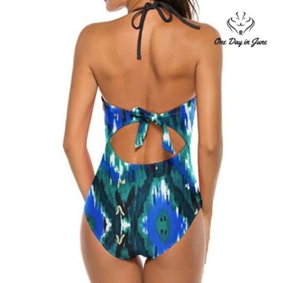 Urchics Halter Plunge One Piece Swimsuit Size M - Picture 2 of 4